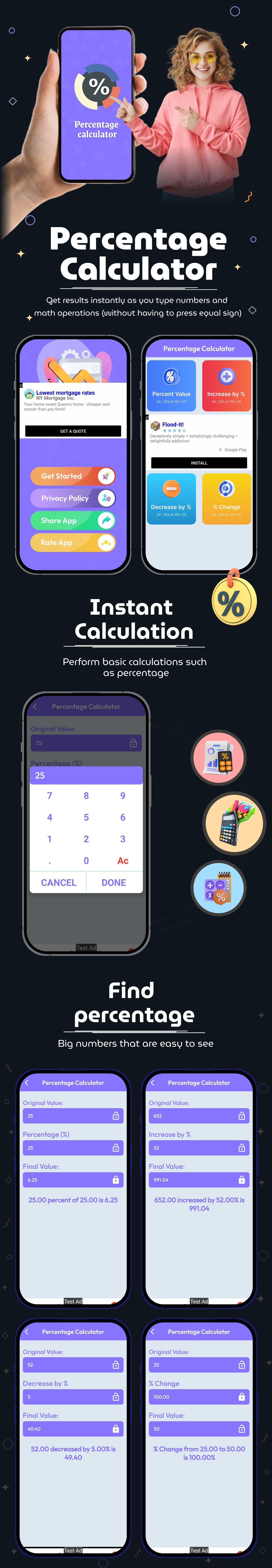 Percentage Calculator| Quick Percentage Calculator | Android Full App Code | Admob Ads - 1